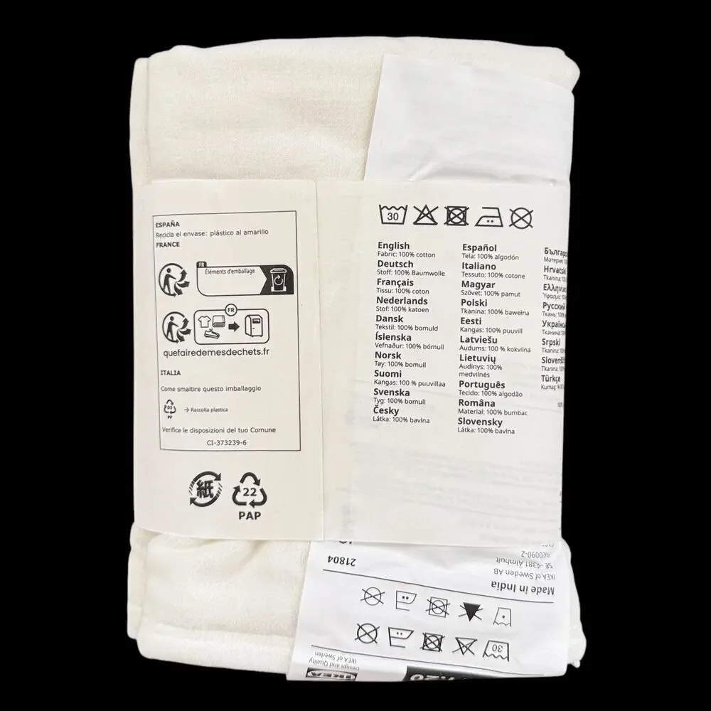 IKEA SANELA Off-White Velvet Cotton Pillow Cover 20